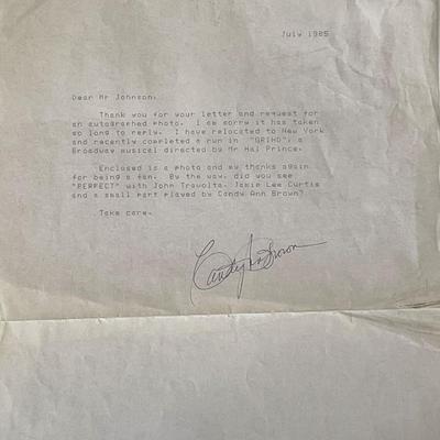 Candy Ann Brown signed letter
