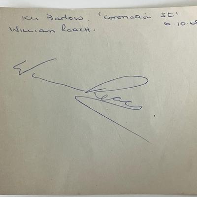 English actor William Roache autograph note