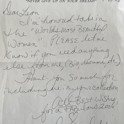 Actress Deborah Dutch signed note