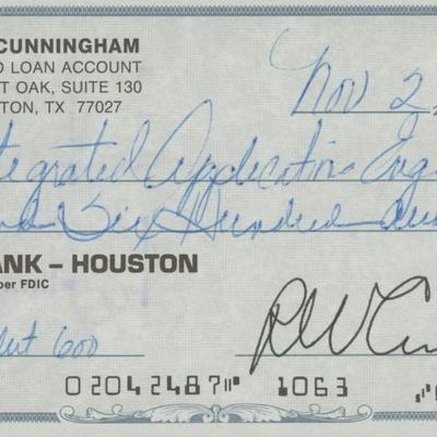 Walter Cunningham signed check