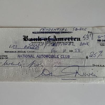 David Niven signed check