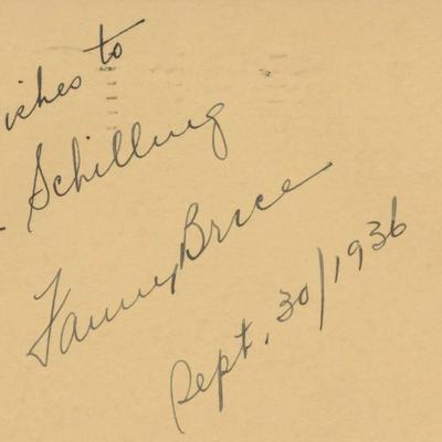 Fanny Brice signed note