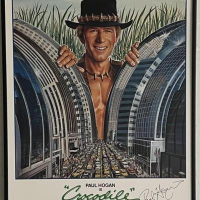 Paul Hogan signed Crocodile Dundee original mini poster custom framed