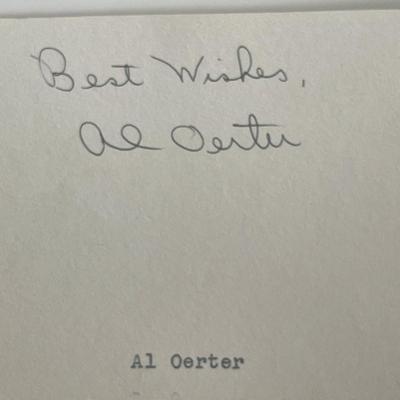 Olympic athlete Al Oerter autograph note