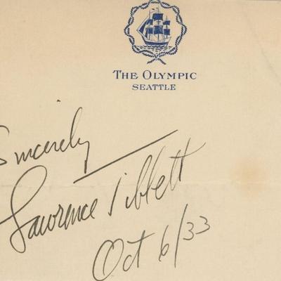 Lawrence Tibbett signature cut