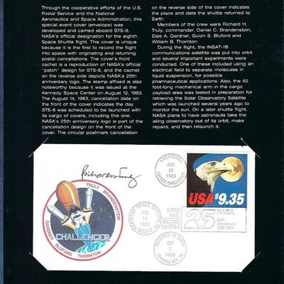 The STS-8 Richard H. Truly signed 1983 Challenger Flight Cover USPS/NASA, flown in space 