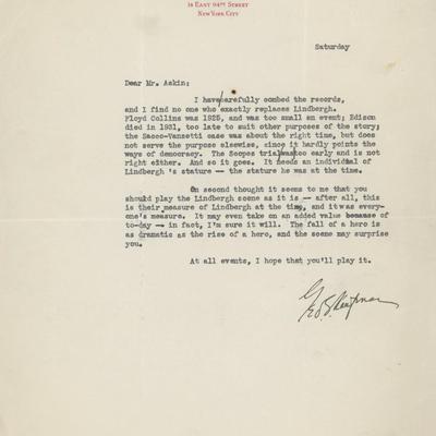 George S. Kaufman signed letter