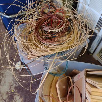Collection of Basket Making Supplies- Reed, Wooden Bottoms, etc.