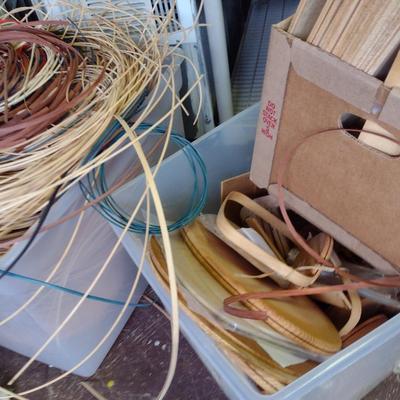 Collection of Basket Making Supplies- Reed, Wooden Bottoms, etc.