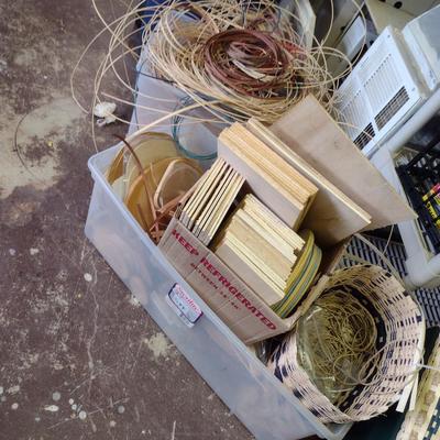 Collection of Basket Making Supplies- Reed, Wooden Bottoms, etc.