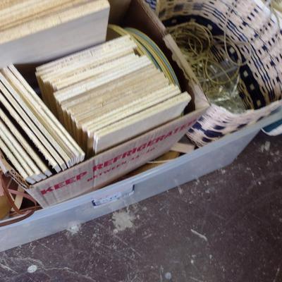 Collection of Basket Making Supplies- Reed, Wooden Bottoms, etc.