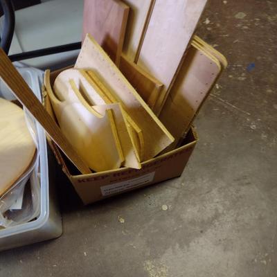 Collection of Basket Making Supplies- Reed, Wooden Bottoms, etc.