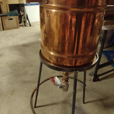 Copper Distilling Pot with Metal Support Frame- No Lid