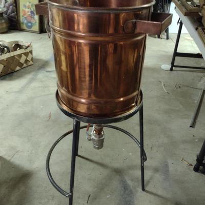 Copper Distilling Pot with Metal Support Frame- No Lid
