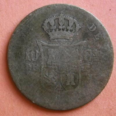 SPAIN 1885 Alfonso XII 10 Centimos .835 Silver Coin
