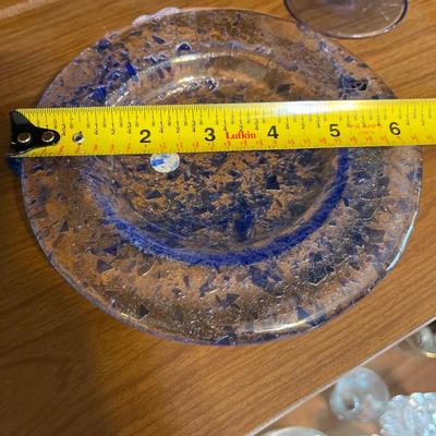 L10- Murano dish & Blue wine glasses
