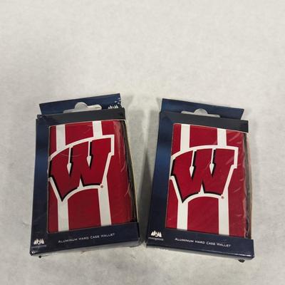 Pair OF Wisconsin Badgers Aluminum Hard Case Wallets