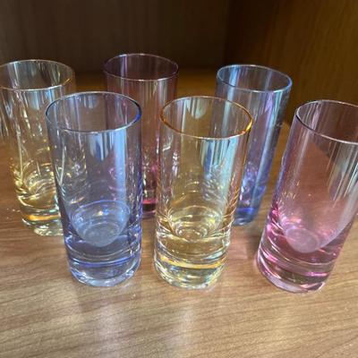 L15- purple vases, multicolor glasses, and ornament