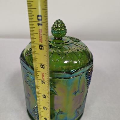 Vintage Indiana Carnival Glass Canister Jar Grapes & Leaves Choice 1