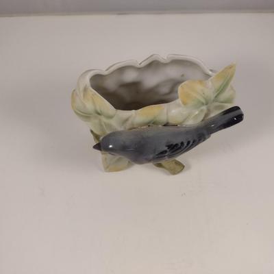 Small, Porcelain Planter with Bird Design