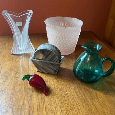 L27- Mikasa vase, marble coasters & glass items