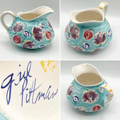 GAIL PITTMAN POTTERY ~ Hand Painted Two (2) Piece Set