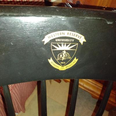 Black and Gold Paint Natural Wood Alumni Chair Western Reserve University School of Medicine