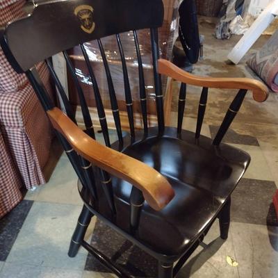 Black and Gold Paint Natural Wood Alumni Chair Western Reserve University School of Medicine