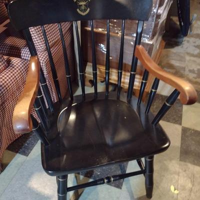 Black and Gold Paint Natural Wood Alumni Chair Western Reserve University School of Medicine