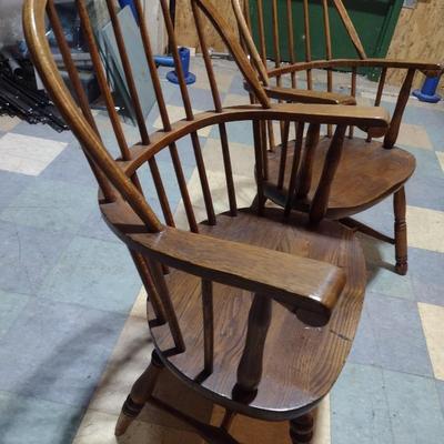 Pair of Solid Wood Windsor Captain Chairs