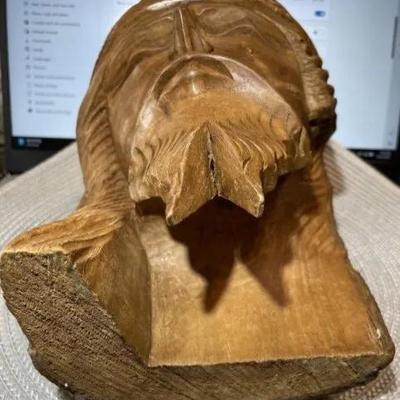 Vintage Hand Carved Jesus Face/Bust out of a Wooden Branch/Bark 8