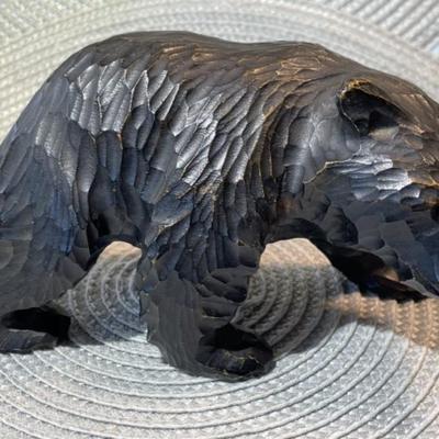 Vintage Japanese Arts & Crafts Hand Carved Bear Figure from Hokkaido Japan 6