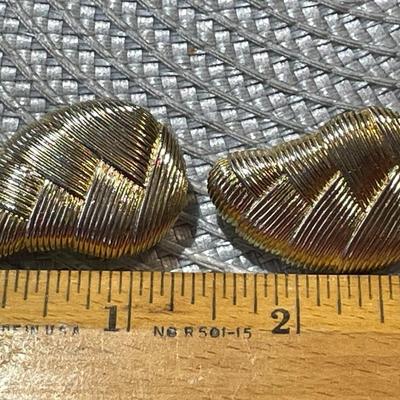 Vintage Designer LES BERNARD Gold-toned Large Clip-on Earrings in Good Preowned Condition.