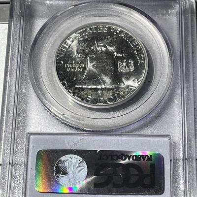 PCGS Certified 1959-P MS64 White Franklin Silver Half Dollar as Pictured.