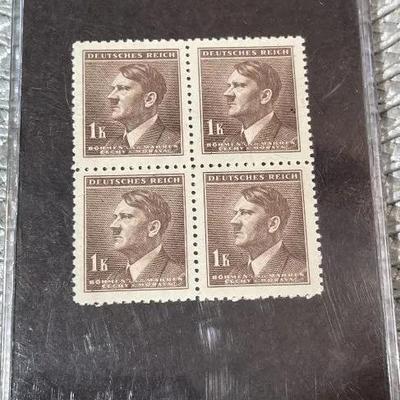 Bohemia/Moravia Mint Block of 4 Hitler Stamps in a Hard Plastic Holder as Pictured. Receive Stamps as Pictured.