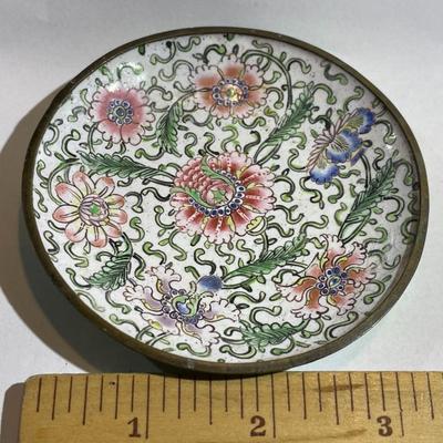 Vintage Asian Cloisonne Mini Plate Trinket Dish as Pictured.