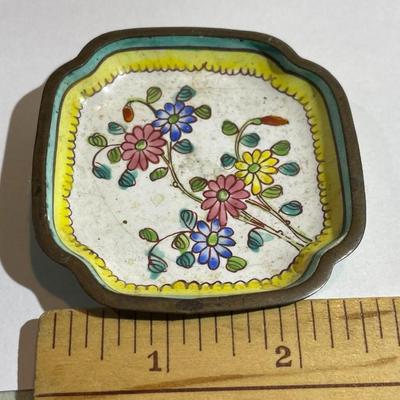 Vintage Asian Cloisonne Mini Plate Trinket Dish as Pictured.