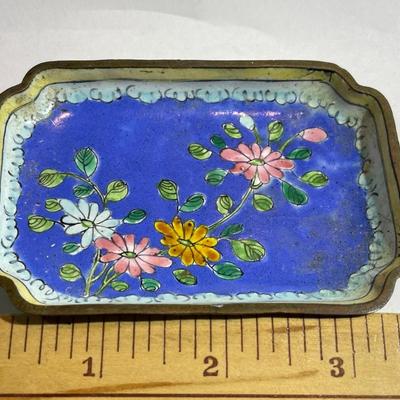 Vintage Asian Cloisonne Mini Plate Trinket Dish as Pictured.