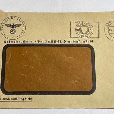 Vintage World War II German Envelope Empty in Good Preowned Condition.