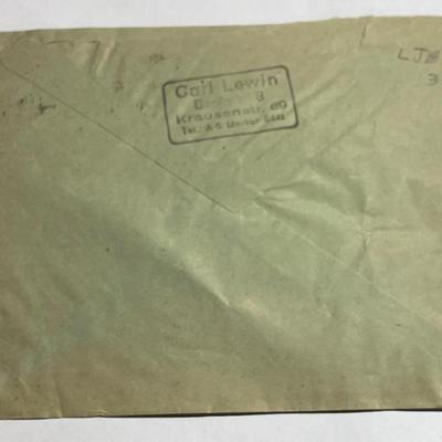 Vintage Pre-World War II German Envelope Empty in Good Preowned Condition.