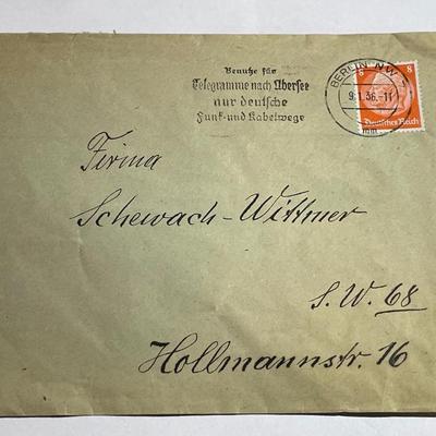 Vintage Pre-World War II German Envelope Empty in Good Preowned Condition.