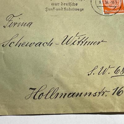 Vintage Pre-World War II German Envelope Empty in Good Preowned Condition.