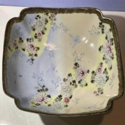 Vintage Scarce Japanese Signed Base w/Bird Characters 7-3/4”x 7-3/4” Porcelain Bowl in Good Condition as Pictured.