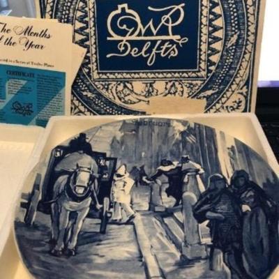 Delfts Month of the Year “February” Large Collectors Plate in VG Condition.