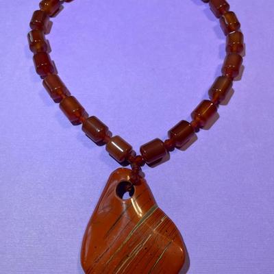 Vintage Nicely Made Carnelian Fashion Bead Necklace 16