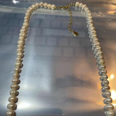 Vintage Sequin Baroque Freshwater Pearl Bright White Color Necklace 30