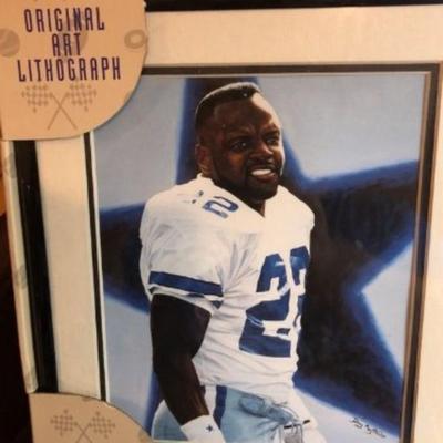 Emmitt Smith Limited Edition #7551 Photograph/Card Framed 12” x 14.5” as Pictured.