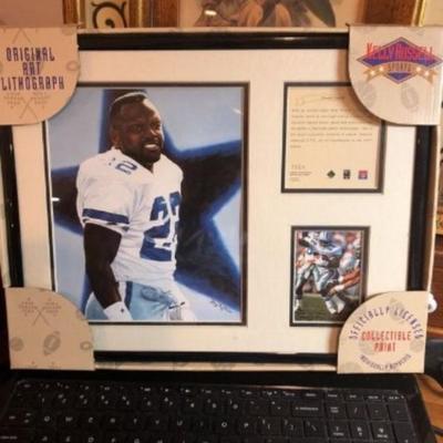 Emmitt Smith Limited Edition #7551 Photograph/Card Framed 12” x 14.5” as Pictured.
