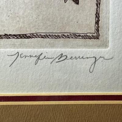 Noted Artist Jennifer Berringer Original Pencil Signed Etching Limited Edition 3/400 Frame Size 15
