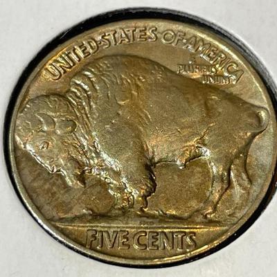 1927-P Uncirculated Condition Buffalo Nickel with Nice Color as Pictured.